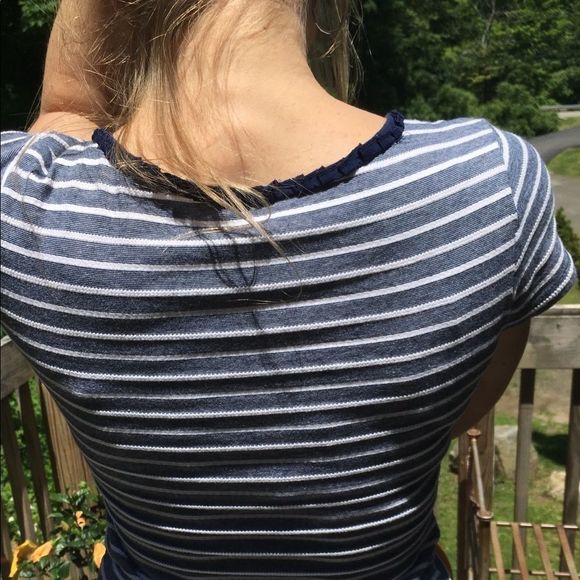 H&M Shirt Womens Navy Blue White Striped Size Small - Picture 4 of 6